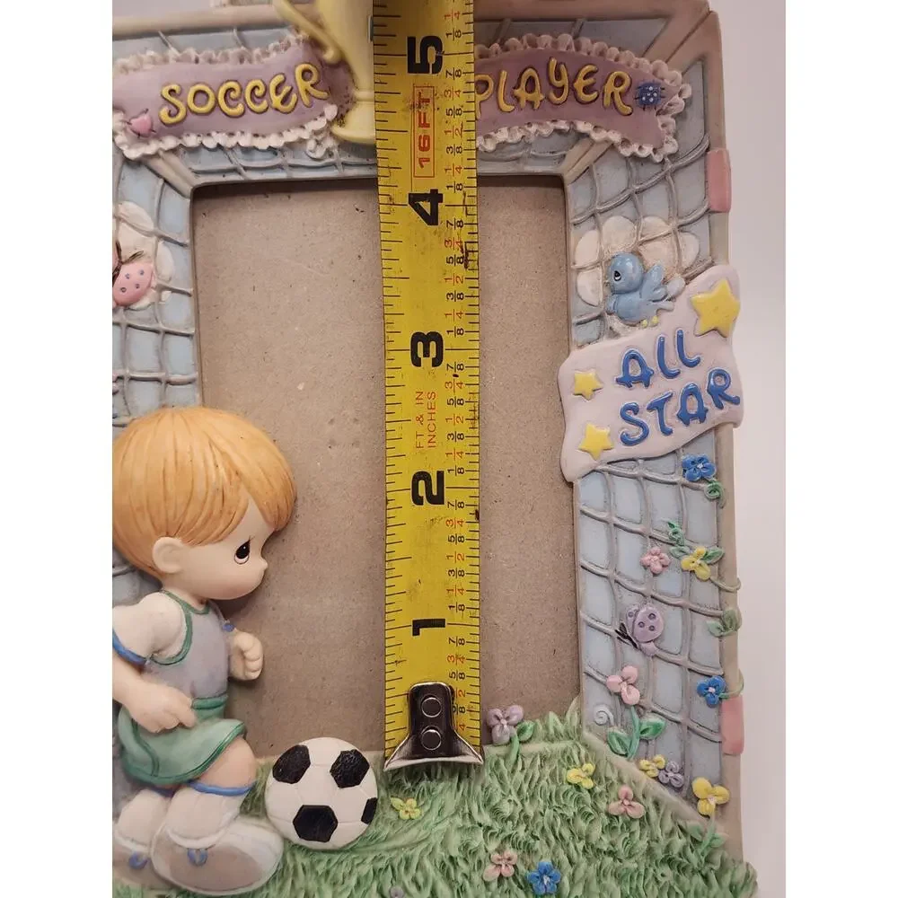 Precious Moments Porcelain #1 Boy Soccer Player Photo Frame All Star Kids Sport